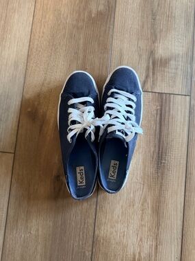 Keds Navy Canvas Slip On Sneakers with White Laces